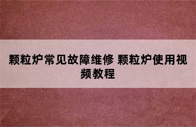 颗粒炉常见故障维修 颗粒炉使用视频教程